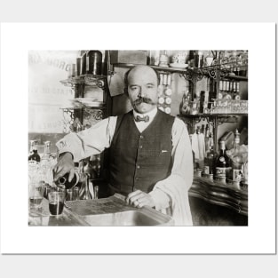 Bartender Pouring Drink, 1910. Vintage Photo Posters and Art